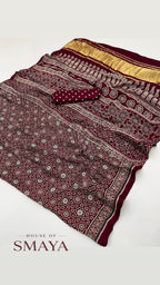 Ajrakh Modal Silk Saree – HOS-105