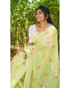 Floral Soft Linen Saree – HOS-107