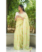 Floral Soft Linen Saree – HOS-107