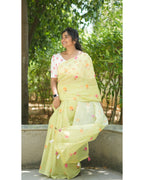 Floral Soft Linen Saree – HOS-107