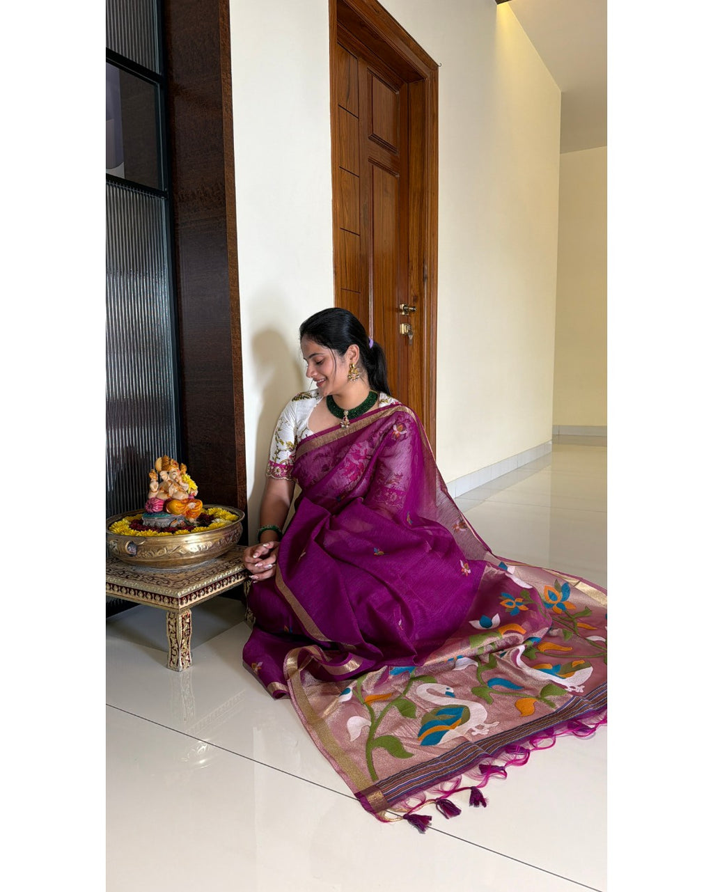 Linen Jamdani Saree – HOS-101