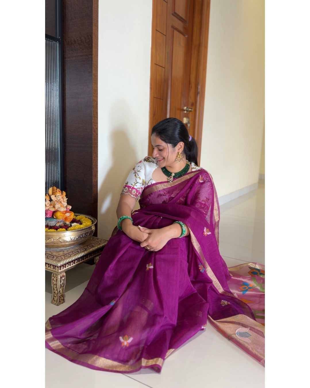 Linen Jamdani Saree – HOS-101
