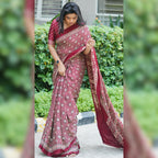 Ajrakh Modal Silk Saree – HOS-105
