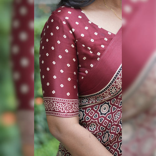 Ajrakh Modal Silk Saree – HOS-105