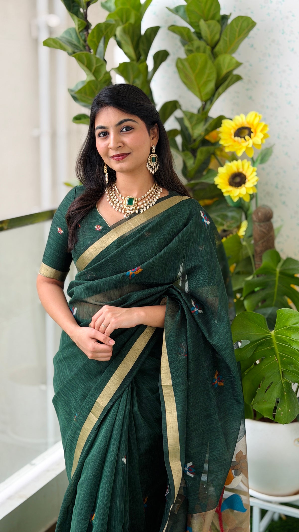 Linen Jamdani Saree – HOS-101