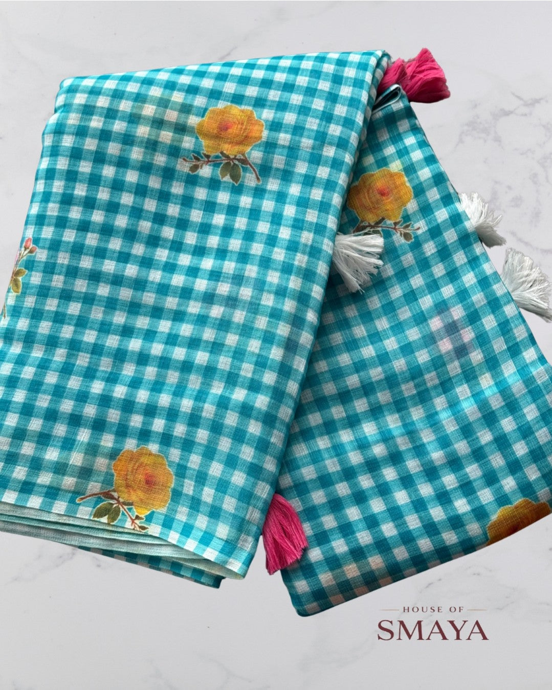 Floral Soft Linen Saree – HOS-107