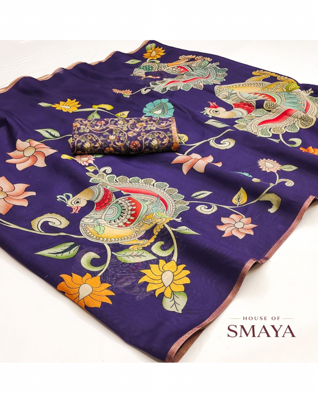 Kalamkari Chanderi Silk Saree – HOS-106