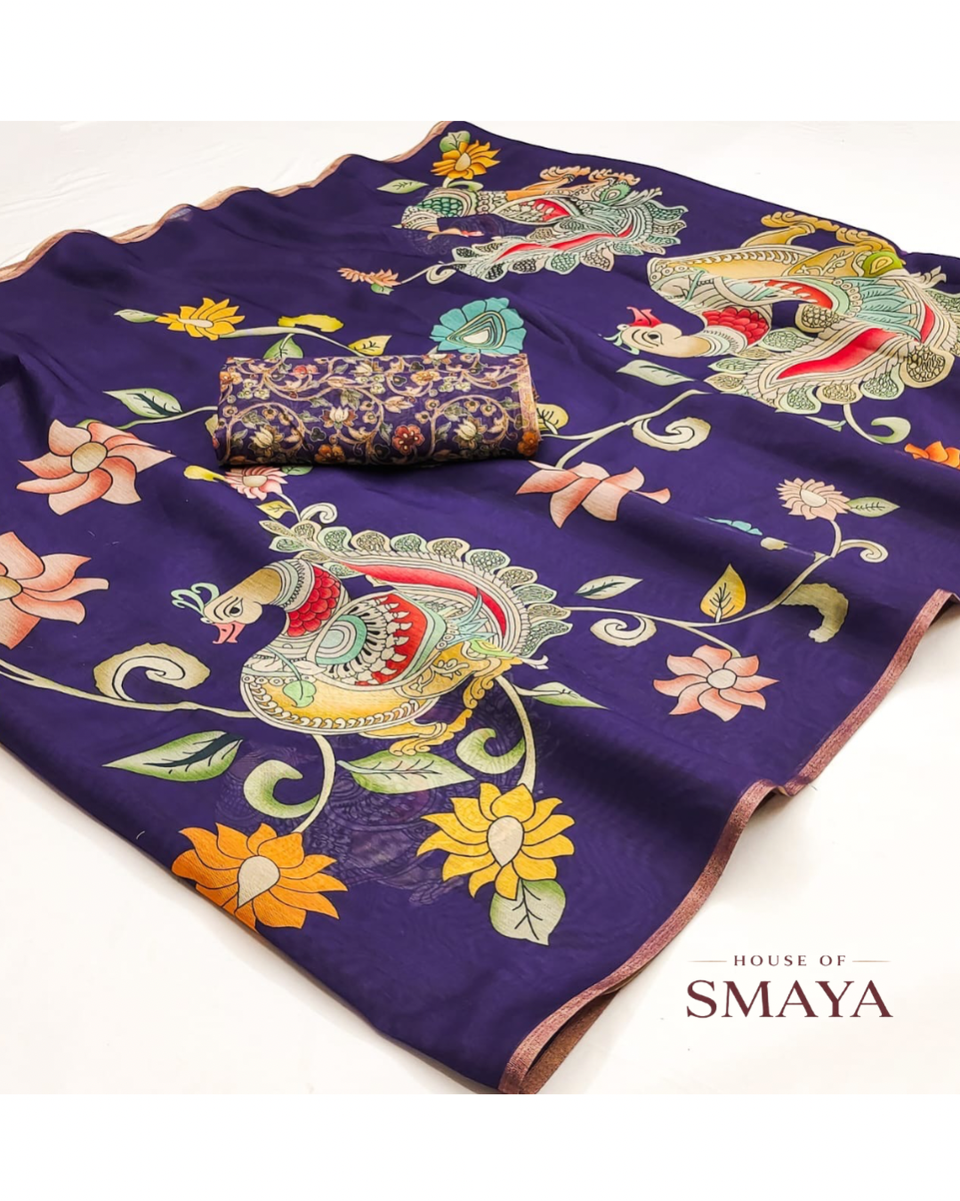 Kalamkari Chanderi Silk Saree – HOS-106