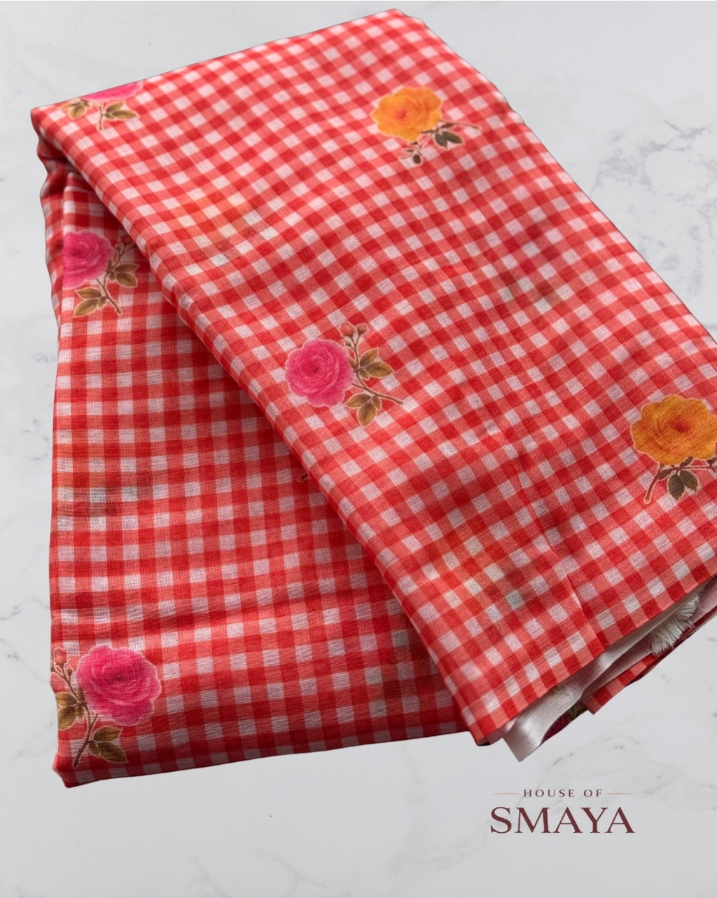 Floral Soft Linen Saree – HOS-107