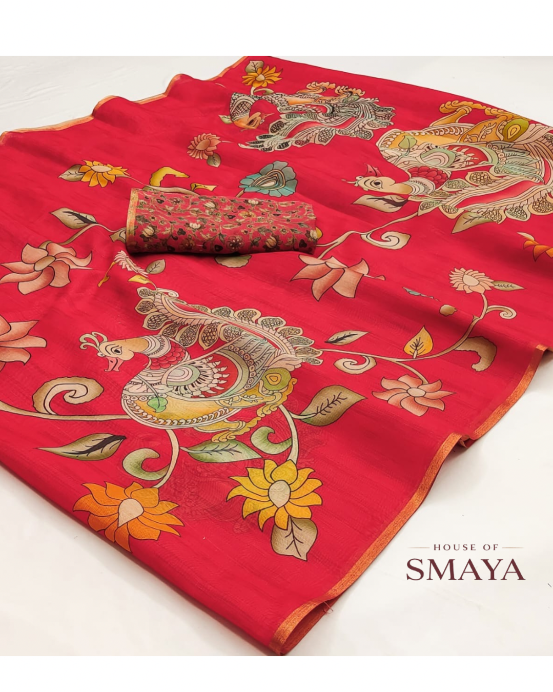 Kalamkari Chanderi Silk Saree – HOS-106