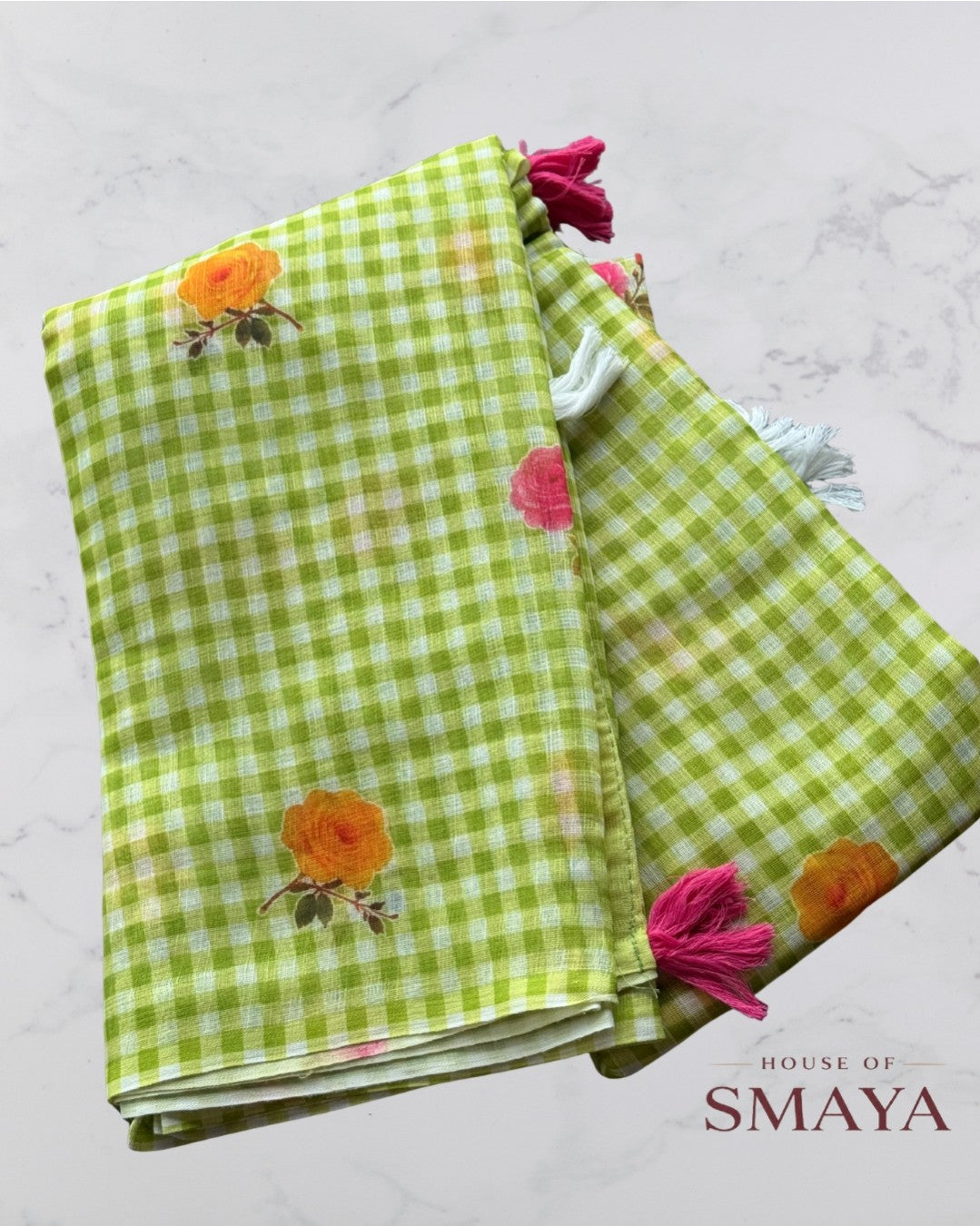 Floral Soft Linen Saree – HOS-107