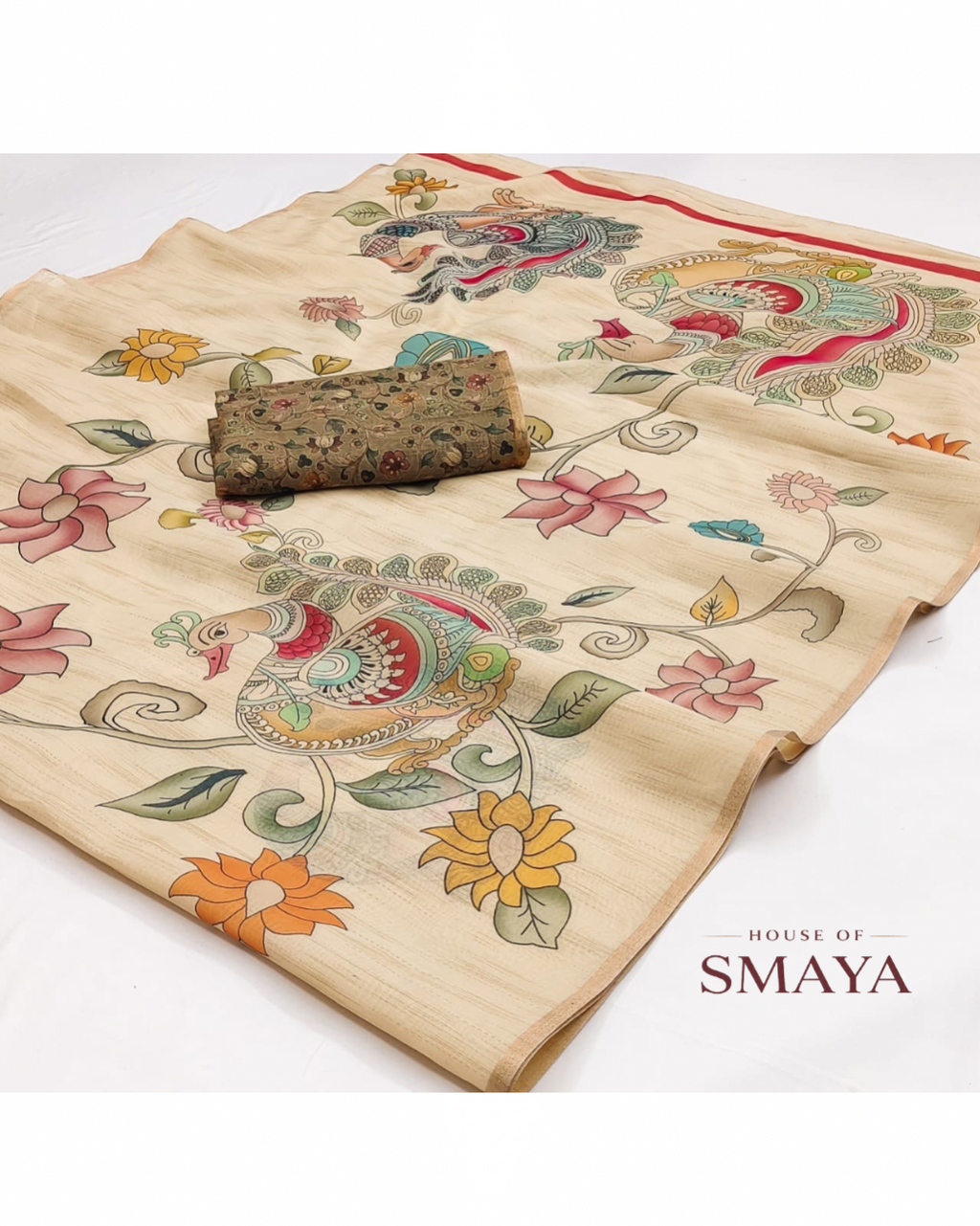 Kalamkari Chanderi Silk Saree – HOS-106