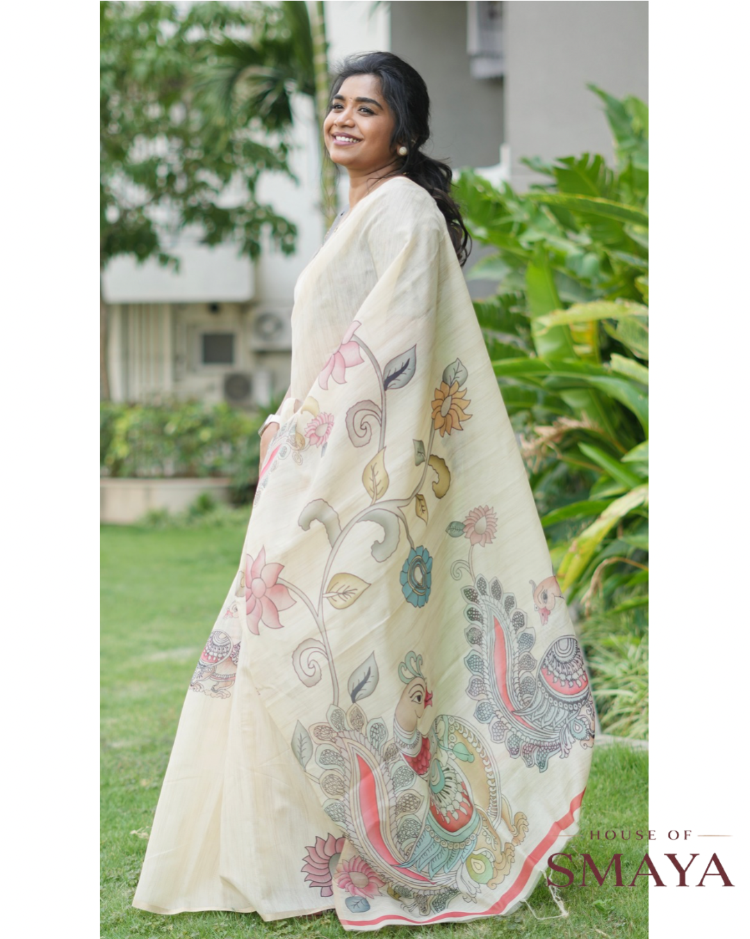 Kalamkari Chanderi Silk Saree – HOS-106